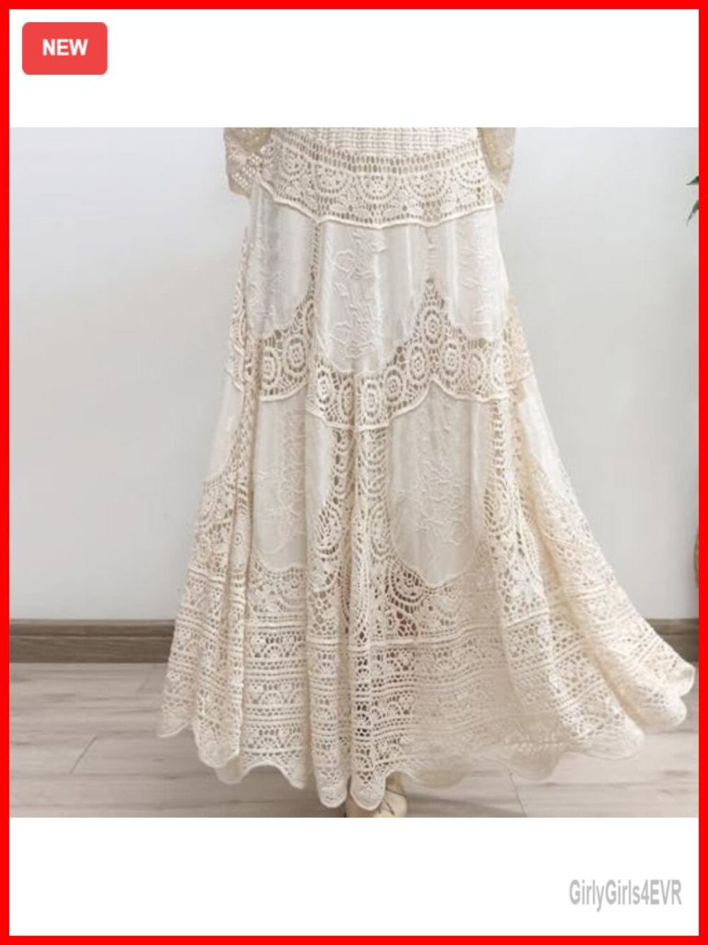 Women's Floral Embroidered Knit Maxi Skirt, Elastic Waist Flared A-Line Long - Picture 6 of 6